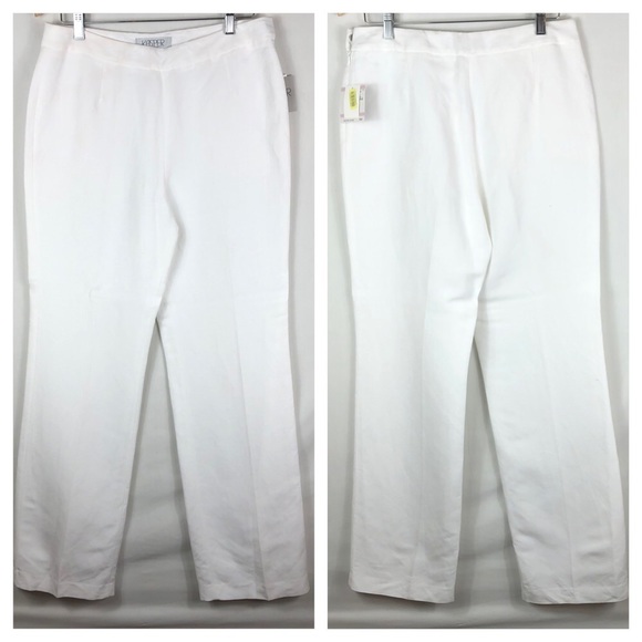 NWT Kasper Linen Straight Leg Pants | Lily White | Size 6 - Picture 2 of 11